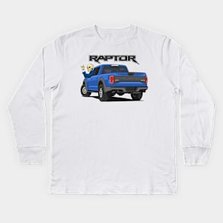 Truck ranger raptor f150 4x4 hand skull metal blue Kids Long Sleeve T-Shirt